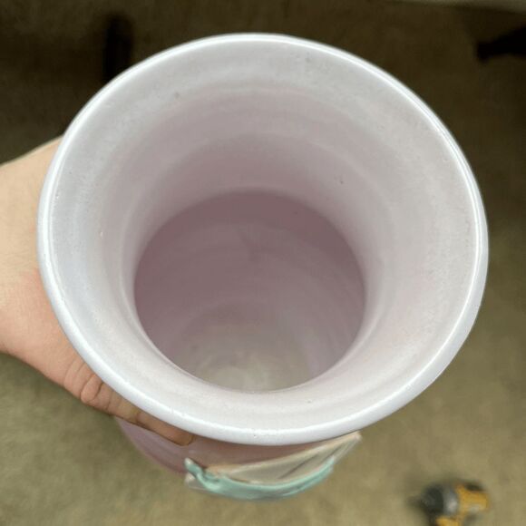 VTG Anne Muldery Studio Pottery Vase (1986) Pink Pastel Art Pottery w/ Sculptura - Picture 3 of 8